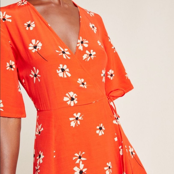 Anthro Faithfull Riviera Floral Wrap Dress Red XS - Picture 2 of 7